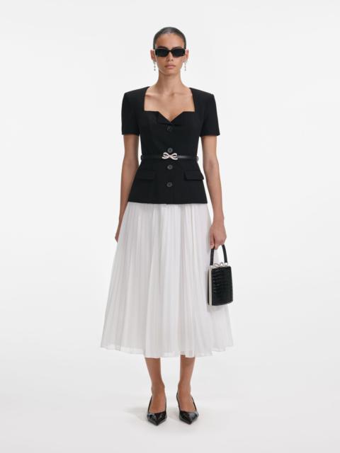 Black Tailored Contrast Chiffon Midi Dress