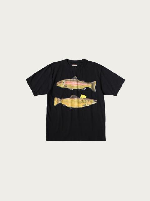 20/- Jersey Crew T (Two Trouts PECKISH RAINBOWY) - Black