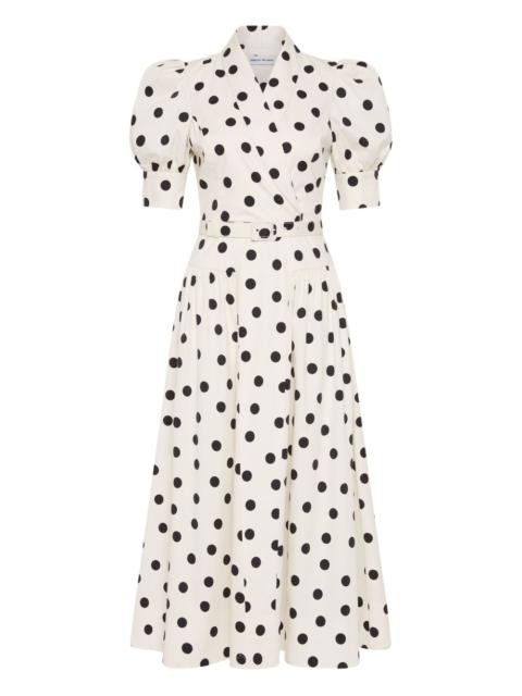Maisie puffed-sleeve belted midi dress