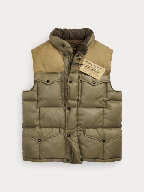 Leather-Yoke Quilted Ripstop Vest