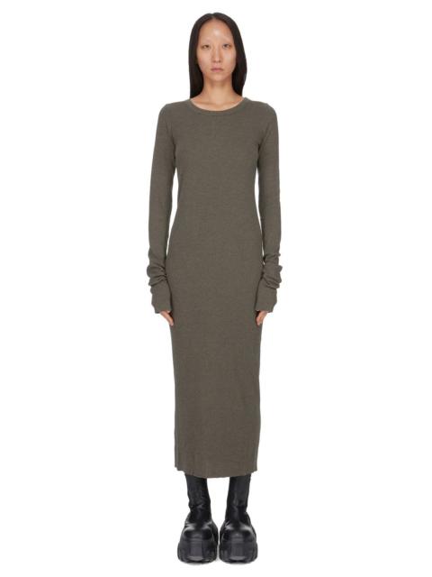 Khaki Concordians Rib LS Midi Dress
