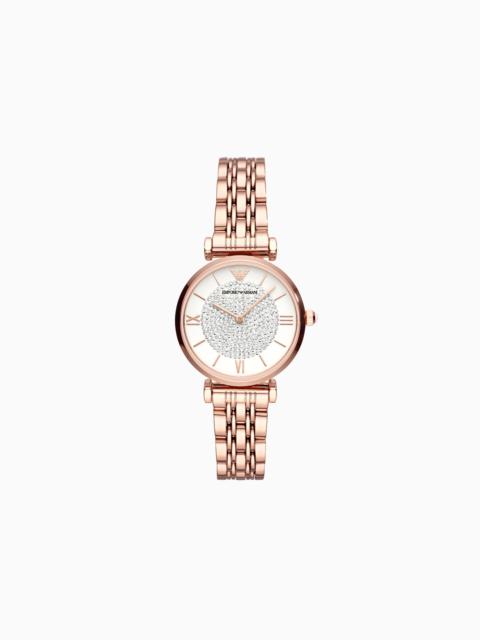 WOMEN'S TWO-HAND ROSE GOLD-TONE STAINLESS STEEL WATCH