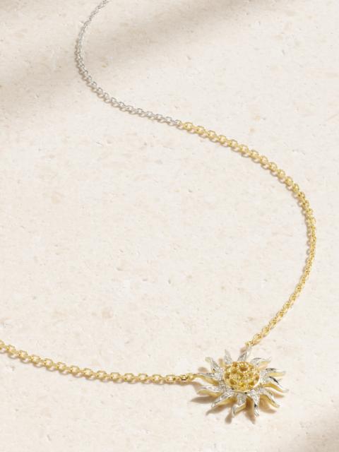 Soleil 18-karat White And Yellow Gold, Citrine And Diamond Necklace