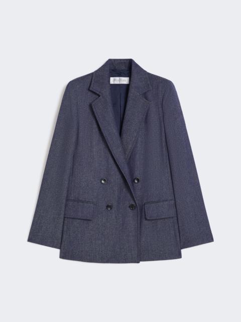 LOCARNO Slim-fit denim-effect wool blazer