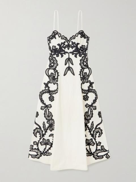 Miray Appliquéd Cotton Midi Dress