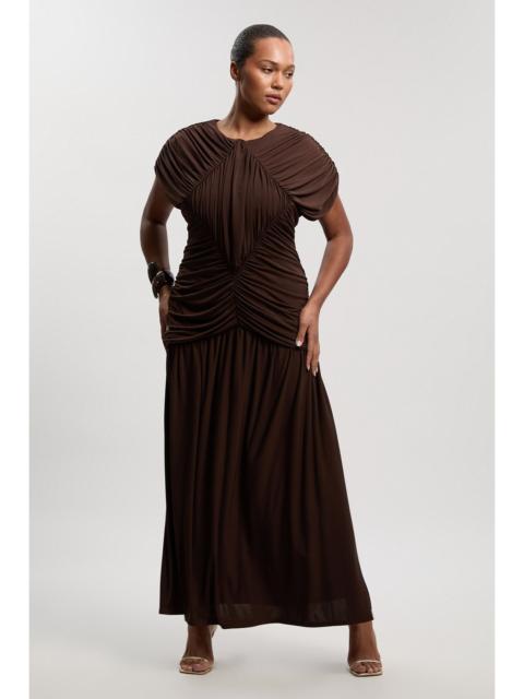 Plus Size Premium Ruched Jersey Maxi Dress
