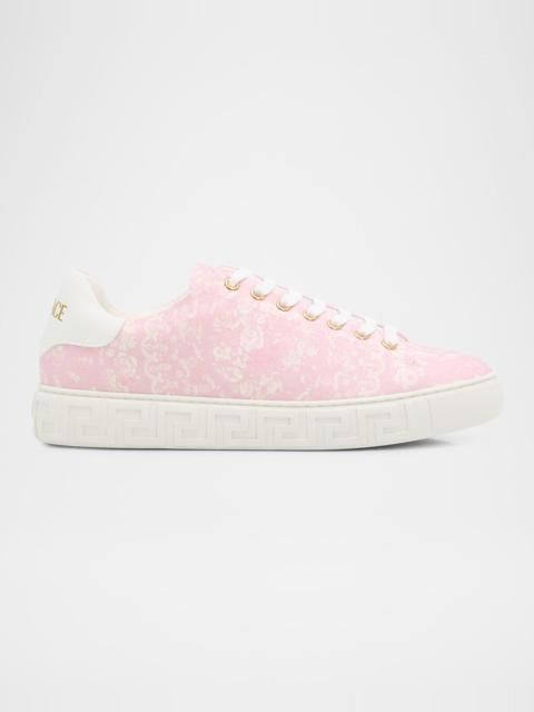Greca Jacquard Canvas Low-Top Sneakers