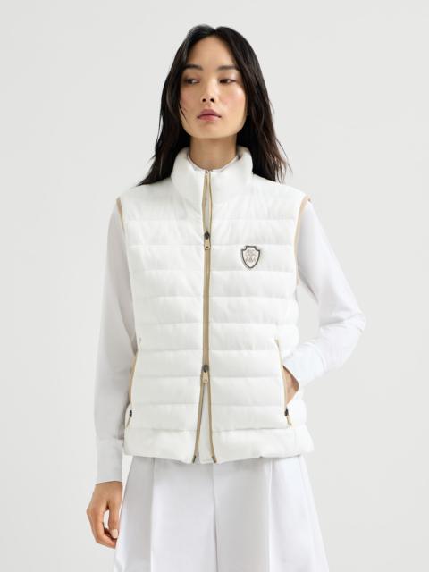 Techno cotton piqué down vest with logo