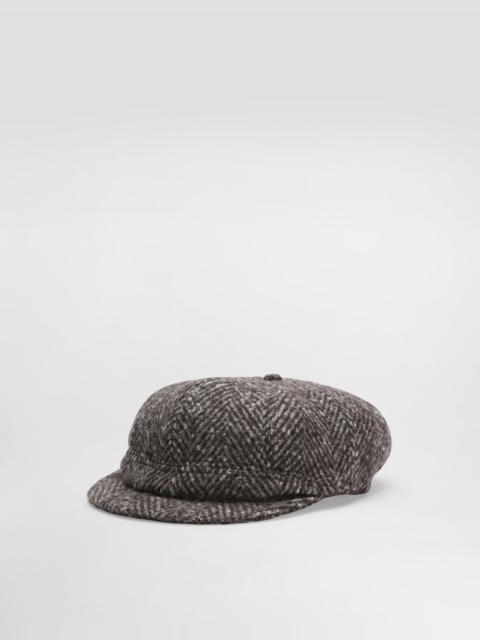 Flat cap in herringbone wool