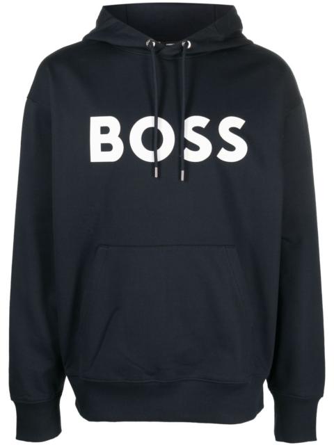 logo-print cotton hoodie