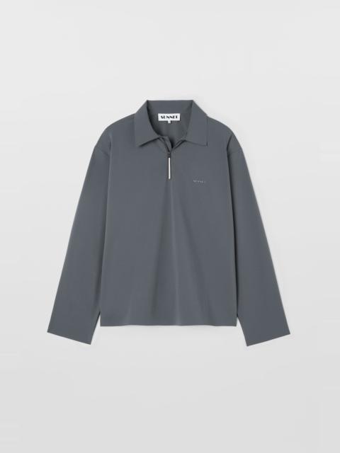 LONGSLEEVE POLO W ZIP / grey