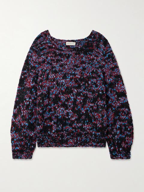 Oversized Frayed Printed Cotton Sweater