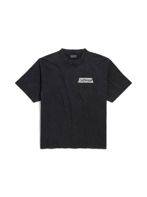 Women's Masking Tape T-shirt Medium Fit in Faded Black