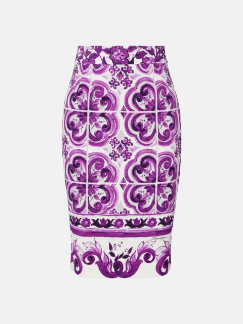 Majolica silk-blend pencil skirt