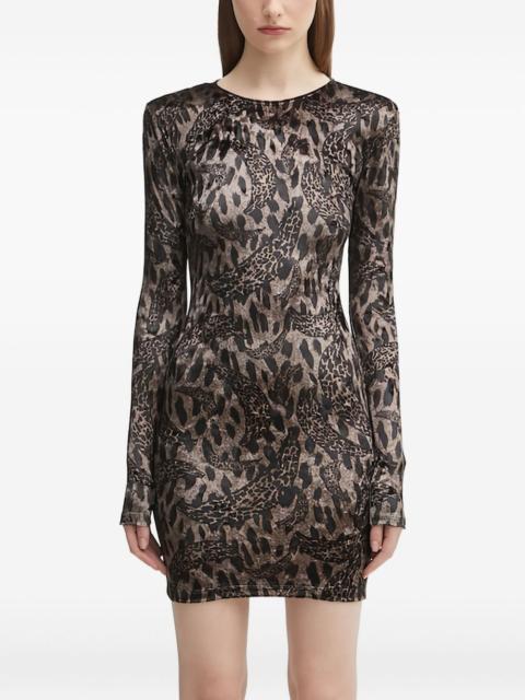 long-sleeve print mini dress