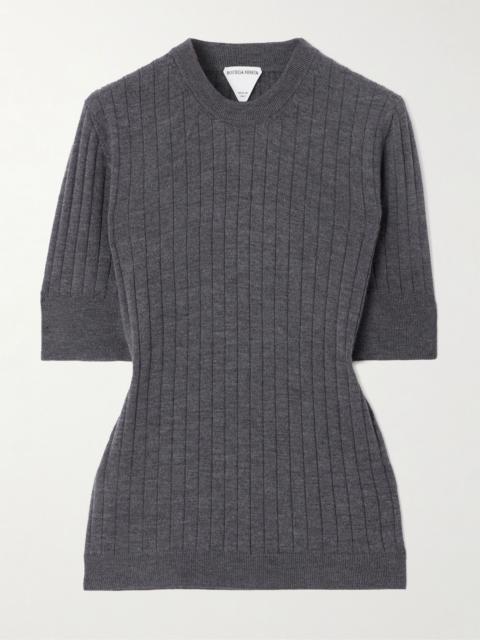 Ribbed wool T-shirt Gray