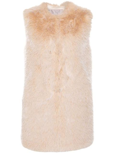 collarless faux-fur gilet