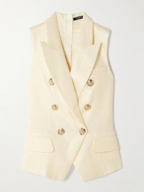 Button-embellished Jacquard Vest
