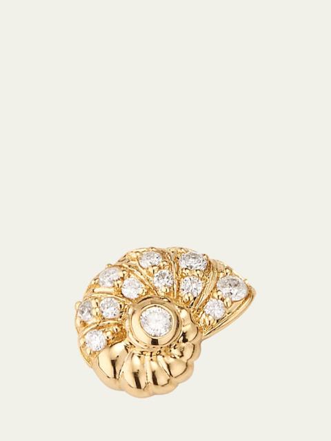 14k Yellow Gold Nautilus Shell Stud Earrings With Diamonds