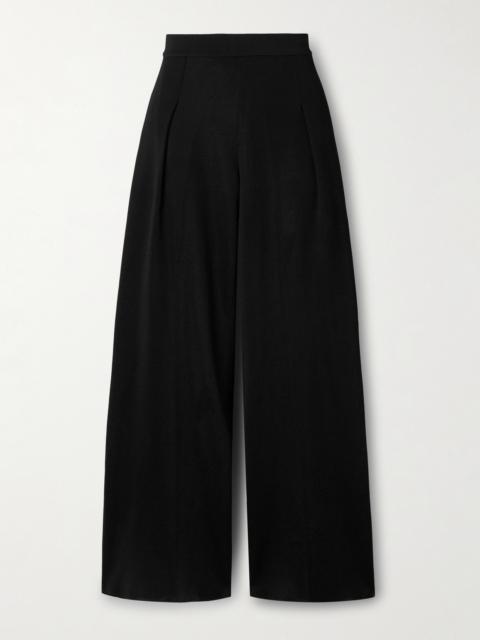 Gene Pleated Stretch-knit Wide-leg Pants