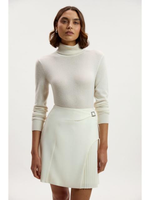 Tailored Buckle Detail Pleated Mini Skirt