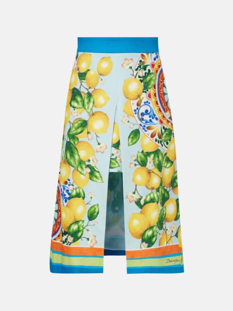 Layered printed cotton-blend midi skirt