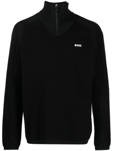 logo-appliquÃ© half-zip jumper