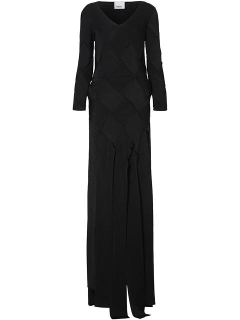 woven panel evening dress