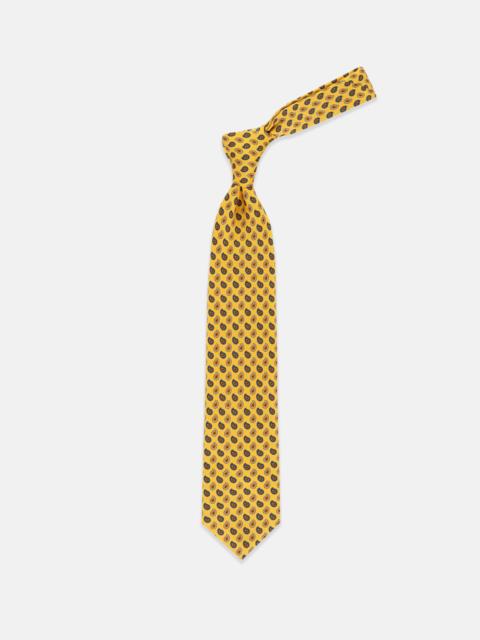 MADE-IN-ENGLAND YELLOW TOSSED PINE FOULARD TIE