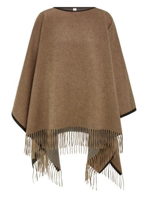 fringe leather trim cape