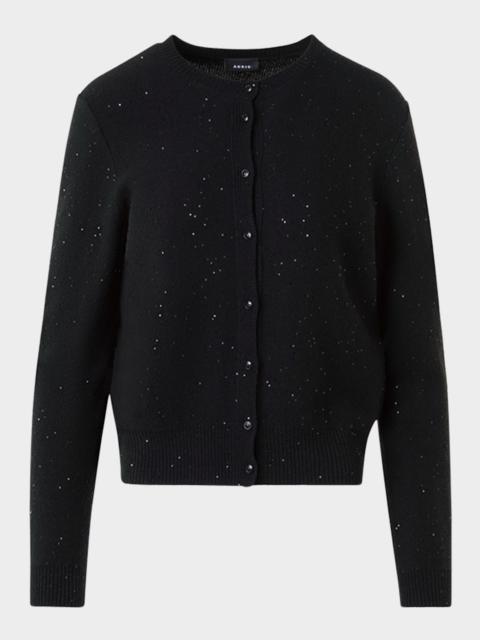 Paillette Wool-Cashmere Knit Crewneck Cardigan