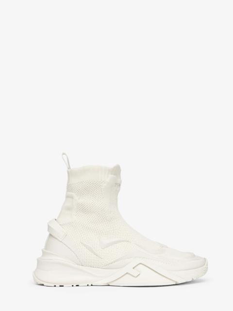 White mesh running sneakers