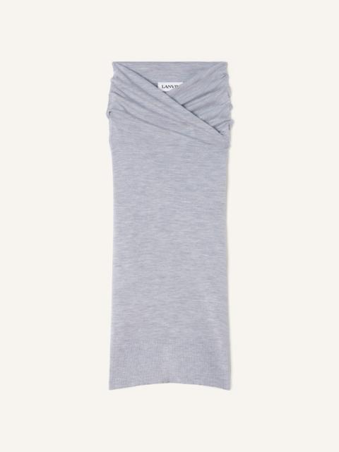 BLACK DRAPED MIDI SKIRT IN WOOL