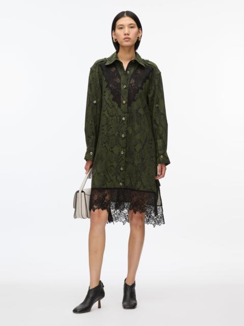 Strech Snake Shirt Dress with Lace Inlay