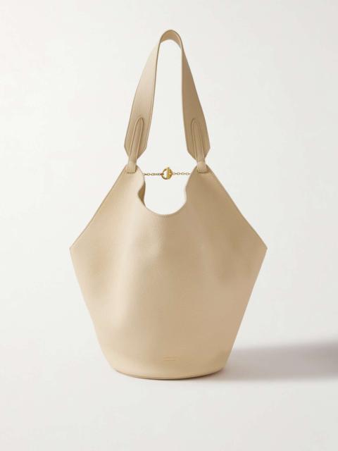 Lotus small textured-leather tote Ivory