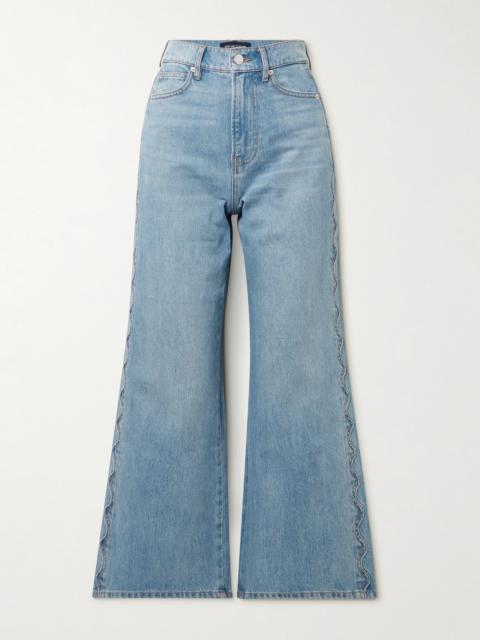 Taylor Cropped Scalloped High-rise Wide-leg Jeans