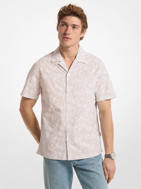 Floral Stretch Cotton Short-Sleeve Shirt