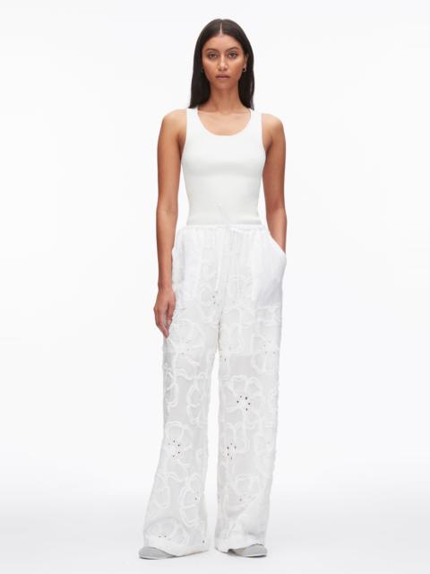 Embroidered Straight Leg Pull On Pants