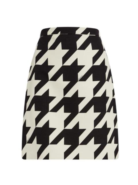 Houndstooth print wool silk mini skirt