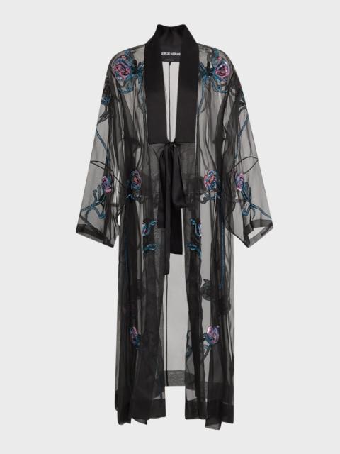 Sheer Crystal Embellished Kimono