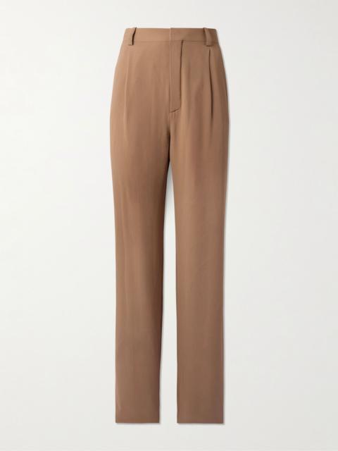Silk-georgette straight-leg pants Light brown