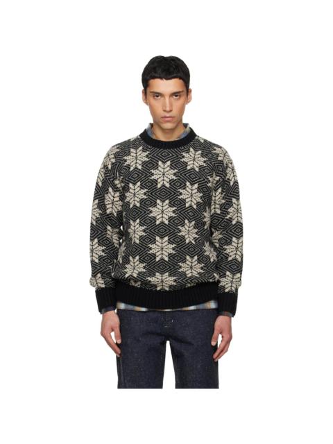 Black Crew Neck Snowflakes Sweater