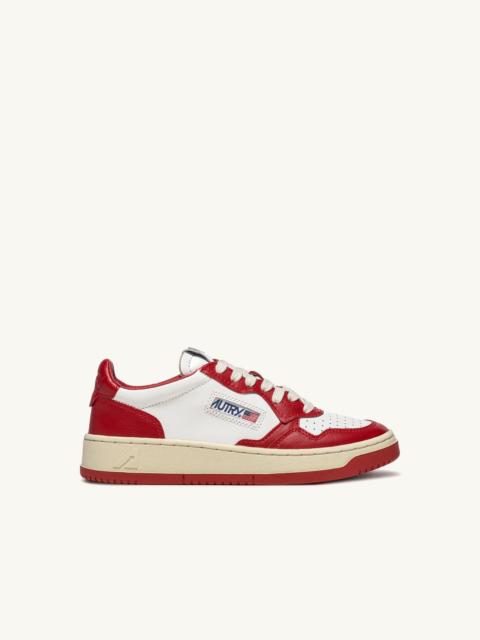MEDALIST LOW BICOLOR SNEAKERS IN WHITE AND RED LEATHER