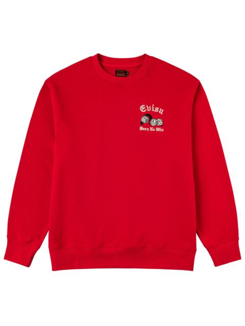 Poker Lucky Dice Embroidery Sweatshirt - Red