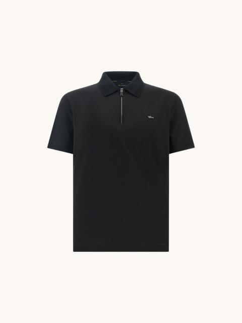 POLO WITH ZIP IN DOUBLE MERCERISED COTTON JERSEY