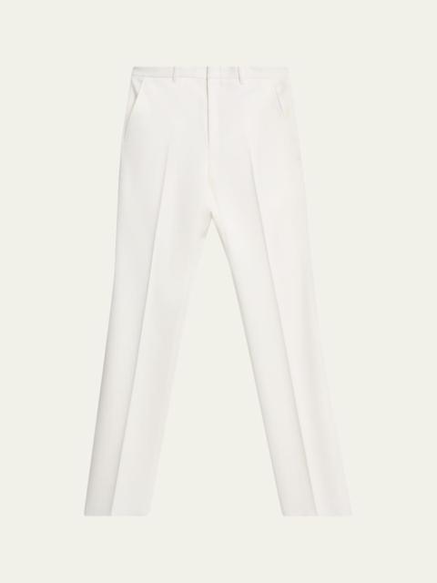 Men's Wool and Mohair Straight-Leg Tailored Trousers