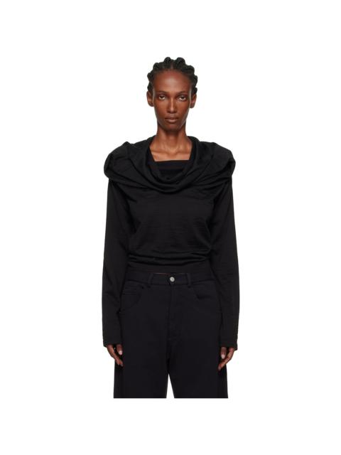 Black Wool Jersey Long-Sleeved Top