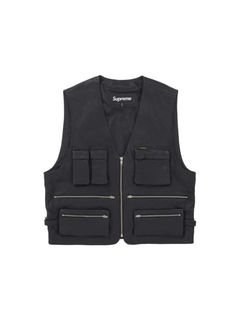 Supreme Leather Cargo Vest Black