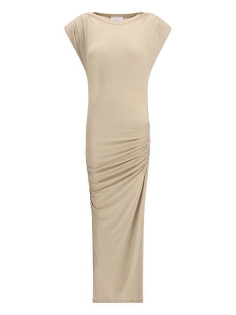 side-ruched midi dress