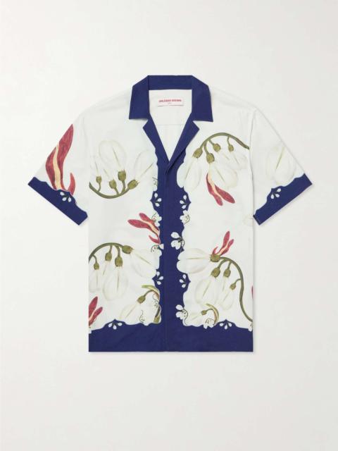 Maitan Camp-Collar Floral-Print Linen Shirt